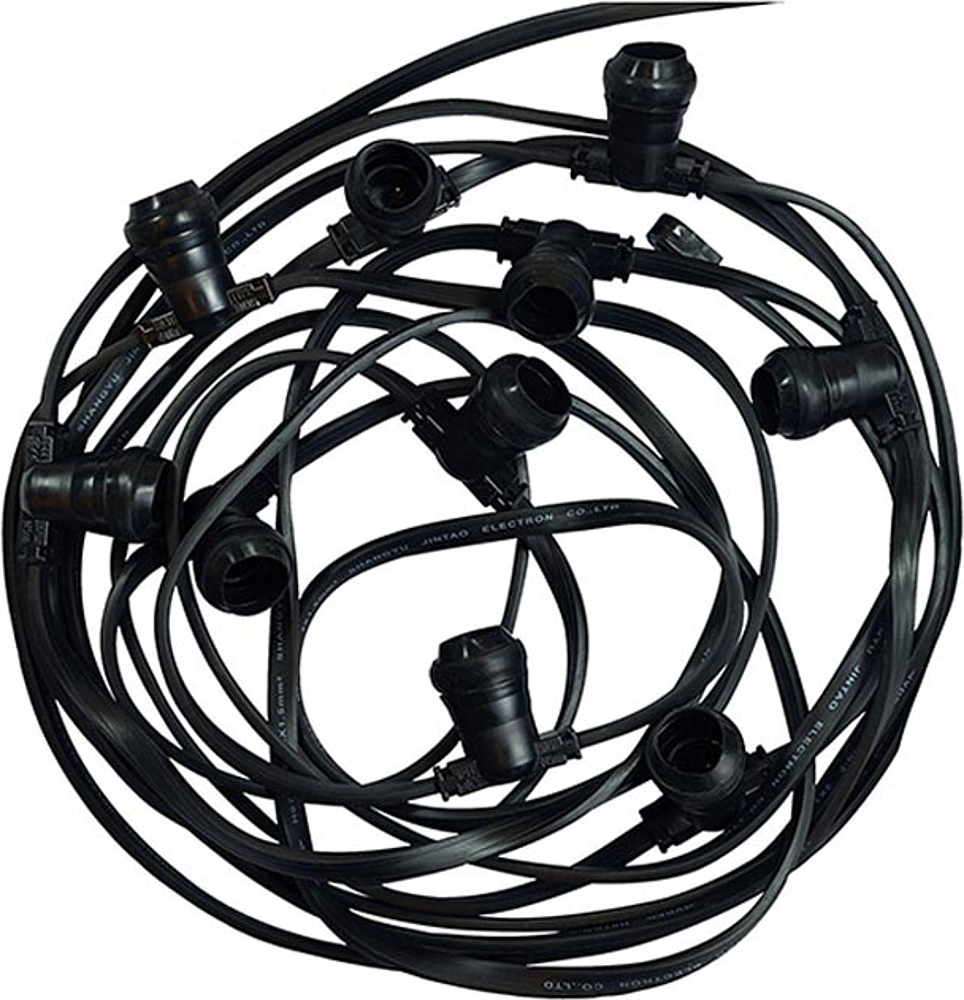 GUIRLANDE FORAINE CABLE PLAT NOIR 10M 10